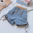 thumbnail image 6 of Teylalorva Girls Denim Shorts, High Rise Trendy Side Drawstring Summer Casual Kids 2026 Jean Shorts Blue Size 8, 6 of 8