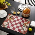 thumbnail image 3 of Red Plaid Placemats Set of 4, Japanese Farmhouse Floral Flowers Buffalo Checked Placemats for Dining Table, Place Mats for Kitchen Tabletop, Waterproof Wipeable Dining Table Mats Set, 3 of 9