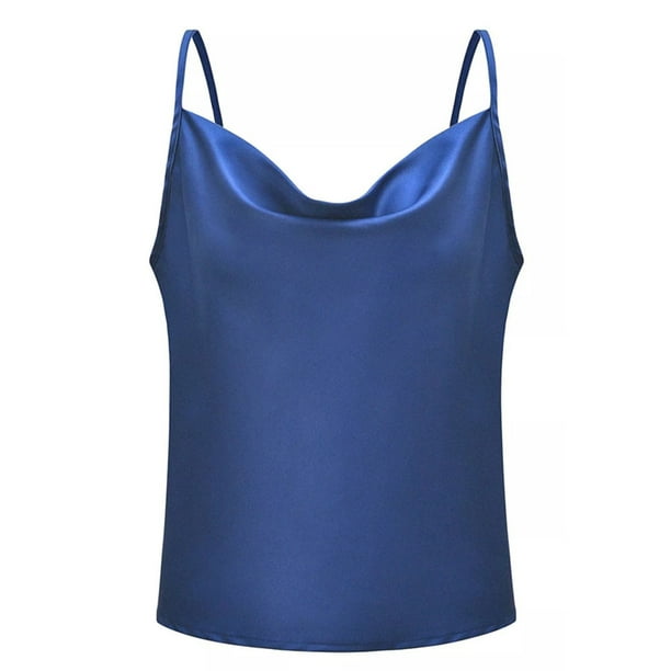 Camiseta sin mangas de seda para mujer, camisola con cuello en V, blusa sin mangas holgada y sedosa, camisa sin mangas de satén