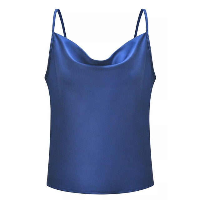 Camiseta sin mangas de seda para mujer, camisola con cuello en V, blusa sin mangas holgada y sedosa, camisa sin mangas de satén