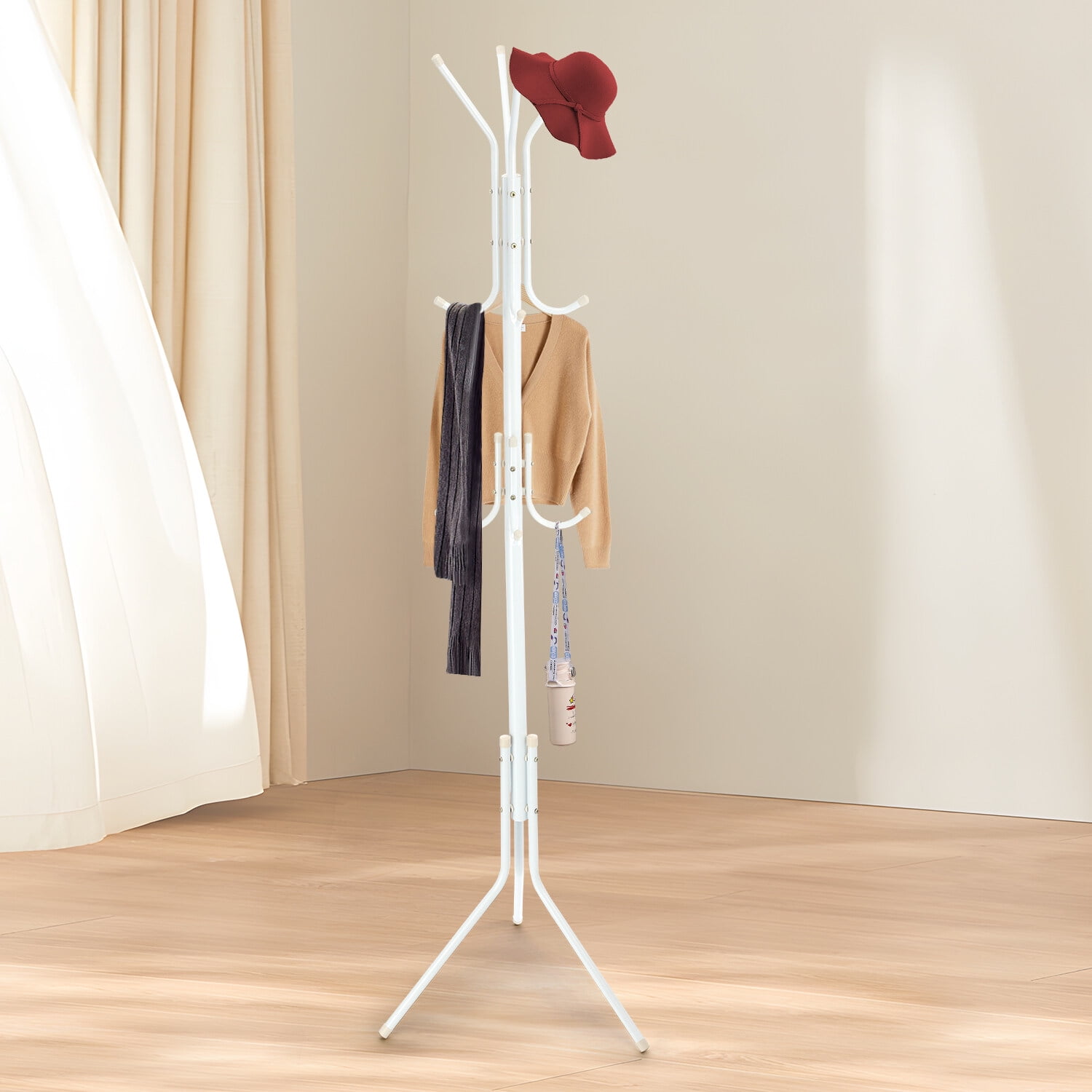 Oyajia 12 Hooks Coat Rack Stand Simple Freestanding Standing Coat and