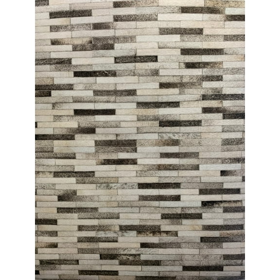 Vegan Patchwork Beige Brick Print Faux Hide/Cowhide Area Rug/Carpet