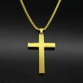 thumbnail image 4 of Trendy Cross Rhinestone Pendant Necklace For Women Men 14K Yellow Gold Religion Catholic Chain Jewelry Gifts, 4 of 8