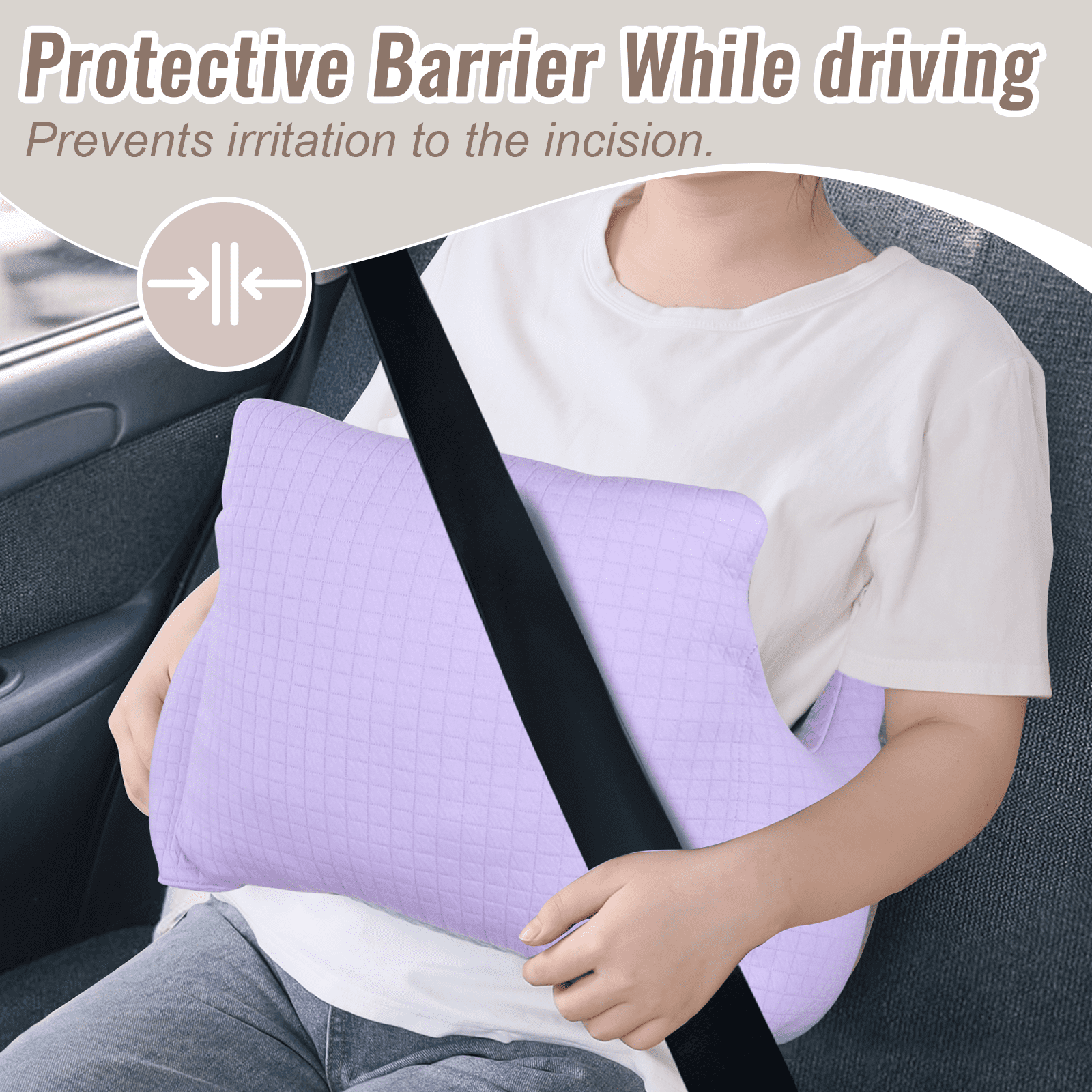 RoamReady Hysterectomy Recovery Pillow, Post Surgery Abdominal Cushion for C-Section Patients, Purple