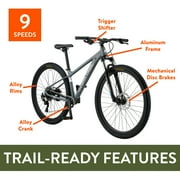 Ozark Trail 29 M.2 Ridge Mountain Bike, Small Frame, Fits Riders 50 - 56, Gray, Adult, Unisex