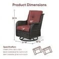 thumbnail image 5 of PARKWELL 2PCS Outdoor Swivel Gliders - Patio Wicker Bistro Furniture Set for Porch Balcony Backyard - Red Cushioned Swivel Rocking Chairs in Brown Wicker, 5 of 5