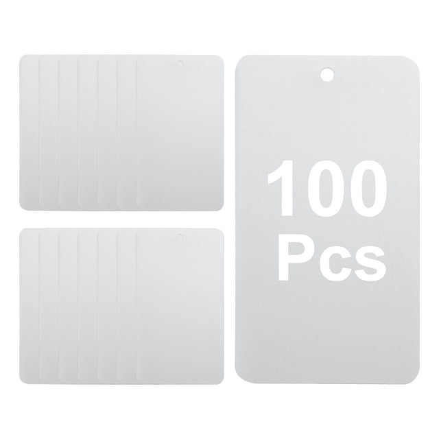 100 Piezas Etiquetas de Envío de Plástico Gris, 3.5" x 2" Etiquetas de Etiquetado Impermeables Perforadas para Equipaje, Garaje, Etiqueta de Inventario