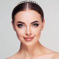 thumbnail image 2 of 2 piezas de perlas de moda aros para el cabello delicados accesorios para el cabello con diadema antideslizante para mujeres niñas (perla + perla con cristal), 2 of 8
