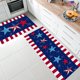 thumbnail image 1 of Juego de dos alfombras de cocina con temática del Día de la Independencia, con felpudos patrióticos antideslizantes con estampado de banderas rojas, blancas y azules para fregadero y cocina., 1 of 6
