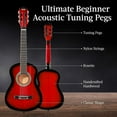thumbnail image 4 of PRZL 30in Kids Acoustic Guitar, All-in-One Beginner Starter Kit w/Strap, Case, Extra Strings, Rosette Inlay - Redburst, 4 of 13