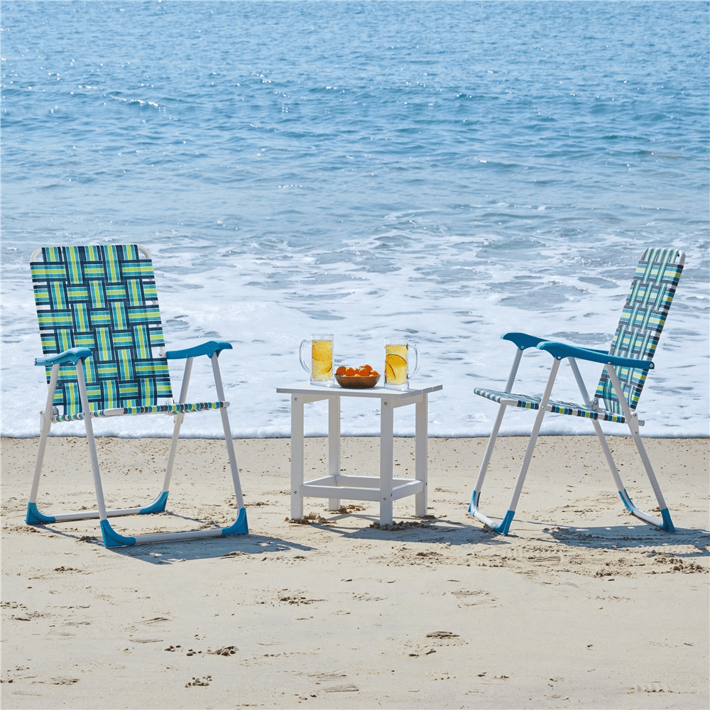 Renwick Patio Portable Webbed Folding Chairs for Garden and Poolside, Set of 2, Green