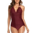 thumbnail image 1 of CEHVOM Women's One-Piece Padded Plus Size Overlay Print Bikini Swimsuit, 1 of 8