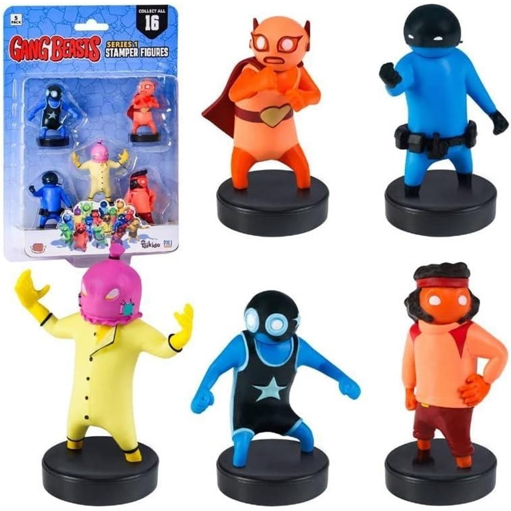 Gang Beasts Ink Stampers 5pk Mini Figures Red Yellow Cake Topper PMI International