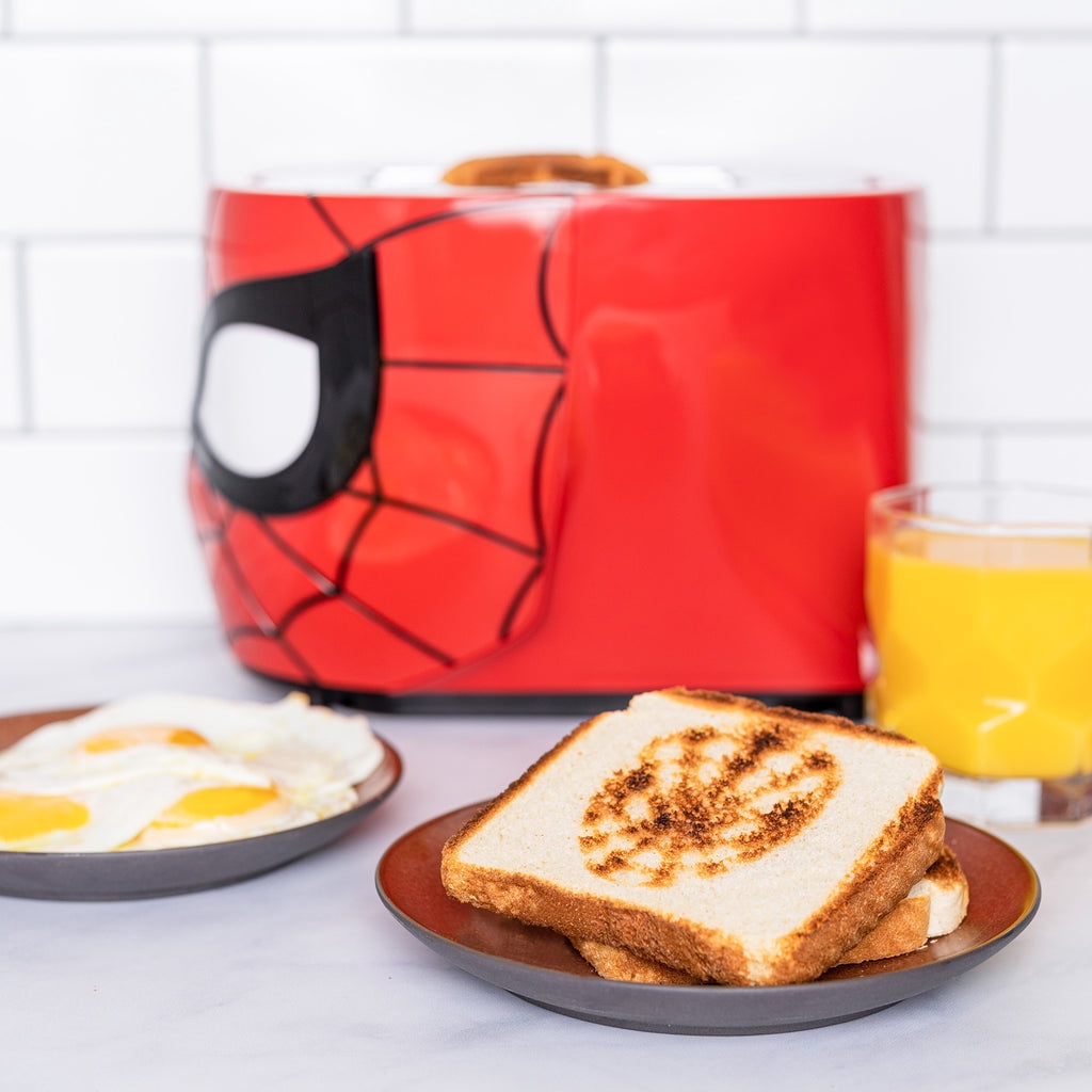 Uncanny Brands 2-Slice Toaster, Red with Shade Selector Dial and Removable CrumbTray