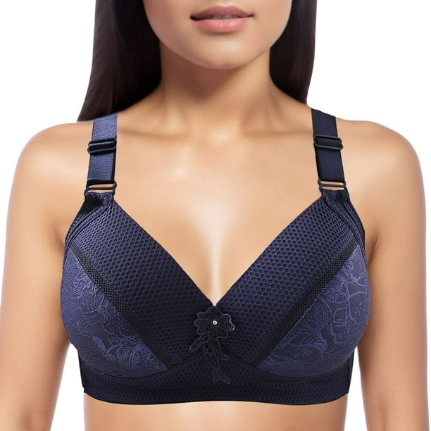 Aayomet Sports Bras for Women With Seamless Smooth Comfort Wirefree T Shirt  Bra (Dark Blue, 44)