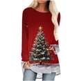 thumbnail image 2 of Horkkom Christmas Shirts for Women Tunic Crew Neck Christmas Tree Tops Long Sleeve Fall Xmas Tops L, Gifts for Women, 2 of 5