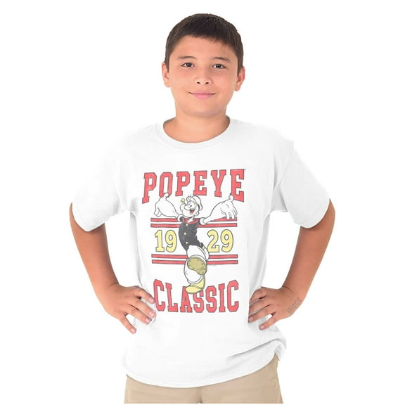 Classic Popeye Vintage Varsity Crewneck T Shirts Boy Girl Teen Brisco Brands S