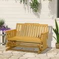 thumbnail image 2 of Yardi Yard 2-Person Patio Swing Glider Bench with Quick Drying Design and Wide Armrest, Wood Rocking Chair Loveseat, Bench for Outdoor, Brown, 2 of 9