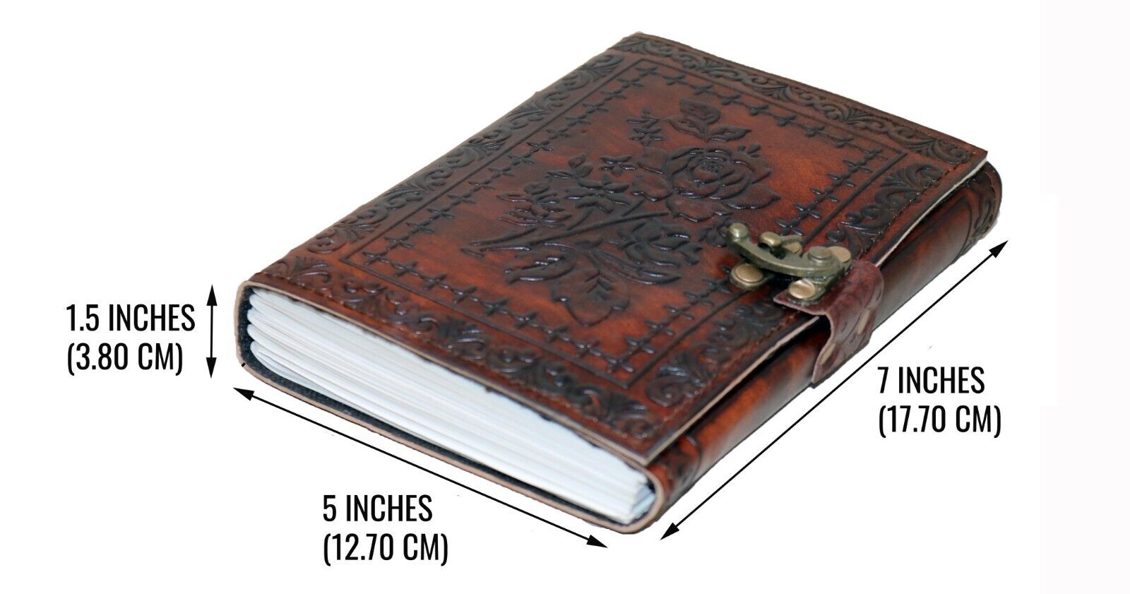 Jaald Rose Leather Journal with Clasp Handmade Travel Diary Vintage Blank Notebook Valentine's Gift for Lovers Men Women Sketchbook
