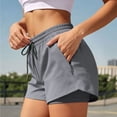 thumbnail image 7 of KPOPLK Womens High Waisted Running Shorts Quick Dry Athletic Workout Shorts with Mesh Liner Zipper Pockets Size S,Dark Gray, 7 of 7