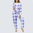 thumbnail image 4 of HUJlwoi Womens Fleece Pajama Sets Fluffy Warm Sherpa Plaid Pj Set Cozy Thermal Loungewear Plush Sleepwear Two Piece Set, 4 of 6