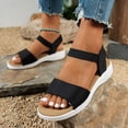 thumbnail image 3 of Beach Sandals for Women Comfy Casual Arch Support Elastic Strap Walking Shoes Lightweight Summer Flat Athletic Shoes Black Size 8, 3 of 6