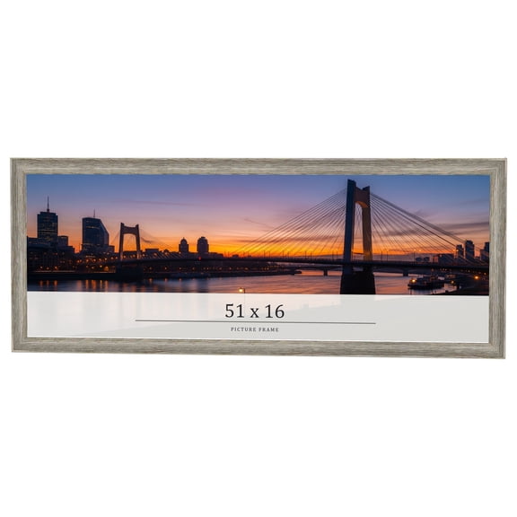 51x16 Frame Grey Solid Wood Picture Frame Width 1 Inches | Interior Frame Depth 0.5 Inches |