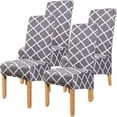 thumbnail image 1 of Juego de 4 fundas para sillas de comedor, fundas elásticas extragrandes para sillas, protector de respaldo alto, desmontables y lavables para hotel, restaurante, decoración de bodas (gris, 4 piezas),, 1 of 4