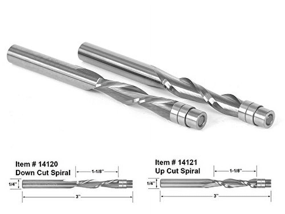 Yonico Solid Carbide Flush Trim Spiral 2Pc. Router Bit Set - 1/4" Shank - 14220