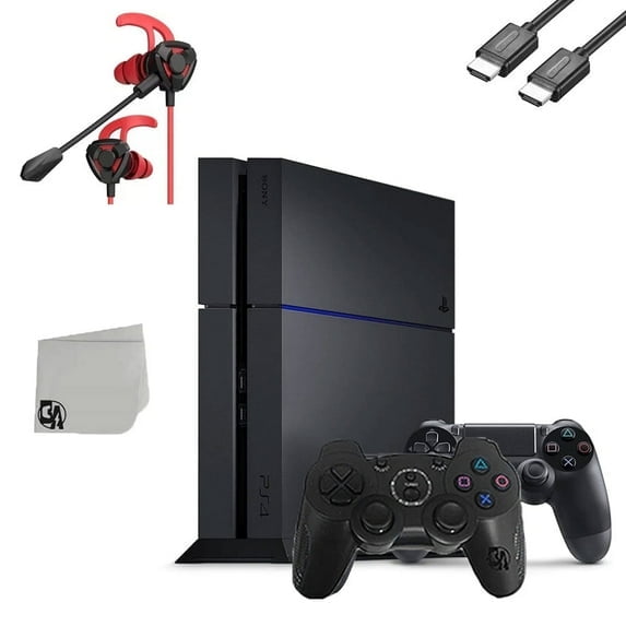 Pre-Owned Sony PlayStation 4 Original 500GB Matte Black Gaming Console With 2 Controller   G9 Earbuds With Microphone BOLT AXTION Bundle