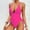 Hot Pink, variant on Women Plunging One Piece Swimsuit Sexy V Neck Backless Cross Tie High Cut One-Piece Bathing Suit Swimwear