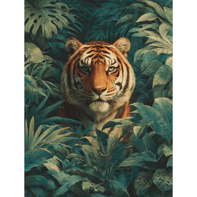 Qisvanset Tiger Jungle Canvas Wall Art Print 15.75x11.81 Inches