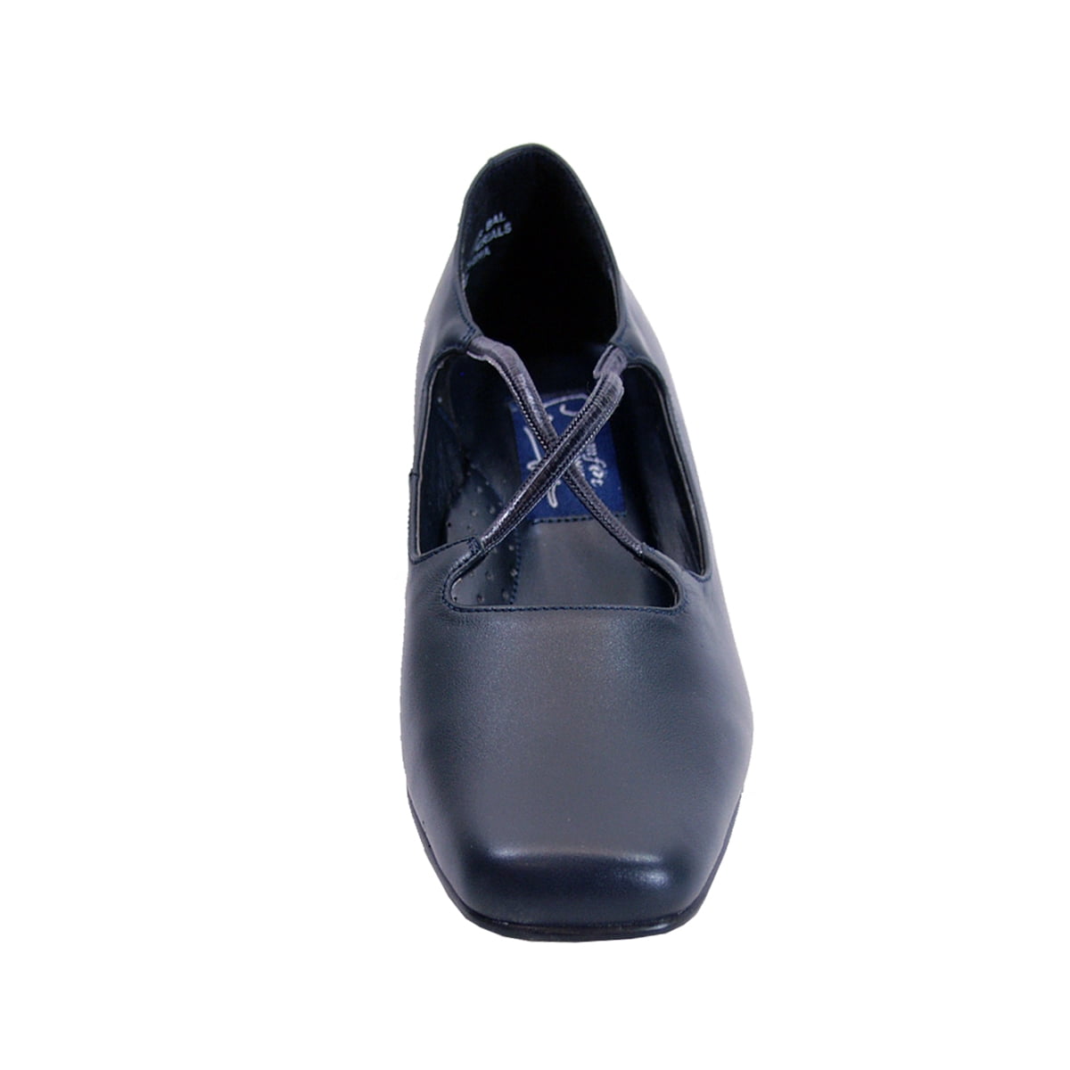 PEERAGE Mazie Women's Wide Width Criss-Cross Straps Leather Pumps NAVY 7