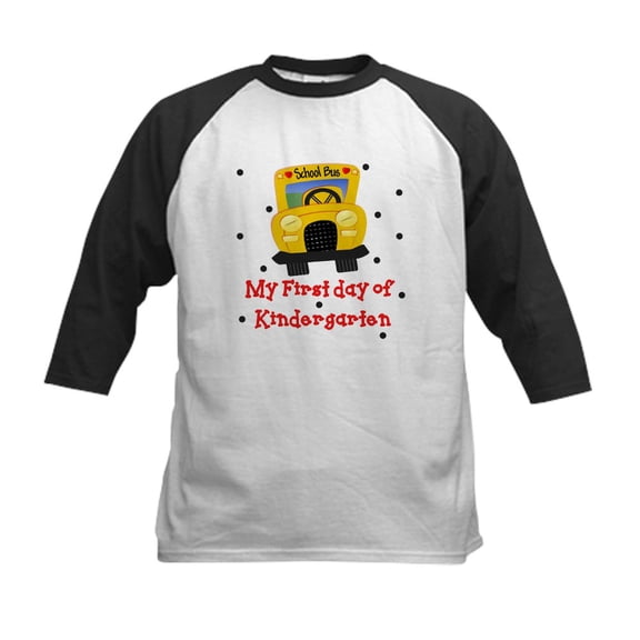 CafePress - My First Day Of Kindergarten Kids Baseball Jersey - Kids Cotton Baseball Jersey, 3/4 Sleeve Shirt