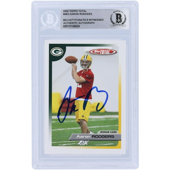 Aaron Rodgers Green Bay Packers Autographed 2005 Topps Total #483 Beckett Fanatics Witnessed Authenticated Rookie Card - Fanatics Authentic Certified