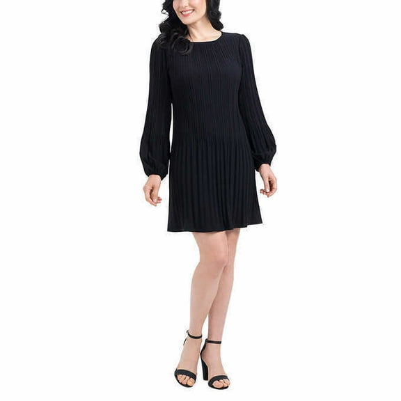 Hilary Radley Womens Pleated Stretch Dress,Black,S