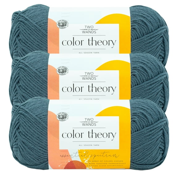 Lion Brand Yarn Color Theory Stonewash Medium Acrylic Blue Yarn 3 Pack