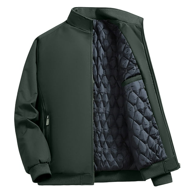 hoksml Men's Big and Tall Winter Jacket Stand Collar Puffer Coat with Quilted Lining and Zippered Pockets