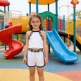 thumbnail image 6 of FYDUU Toddler Girl Summer Clothes Sleeveless Athletic Tank Tops And Shorts Set Casual Playwear Two Piece Outfit Comfy Sports Suit 3-4 Years, 6 of 7