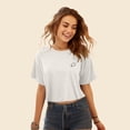 thumbnail image 3 of Dalix Ghost Embroidered Cropped Relaxed Cropped Soft Lightweight Loose T Shirt Womens in Vintage White M Medium, 3 of 5