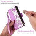 thumbnail image 2 of Furiet for Samsung Galaxy S21 5G 6.2 inch Floral Wallet Case with Flip Zipper Purse Wrist Strap Shoulder Strap, Luxury Glitter PU Leather Card Holder Stand Cell Phone Cover for S 21 21S G5 Purple, 2 of 8