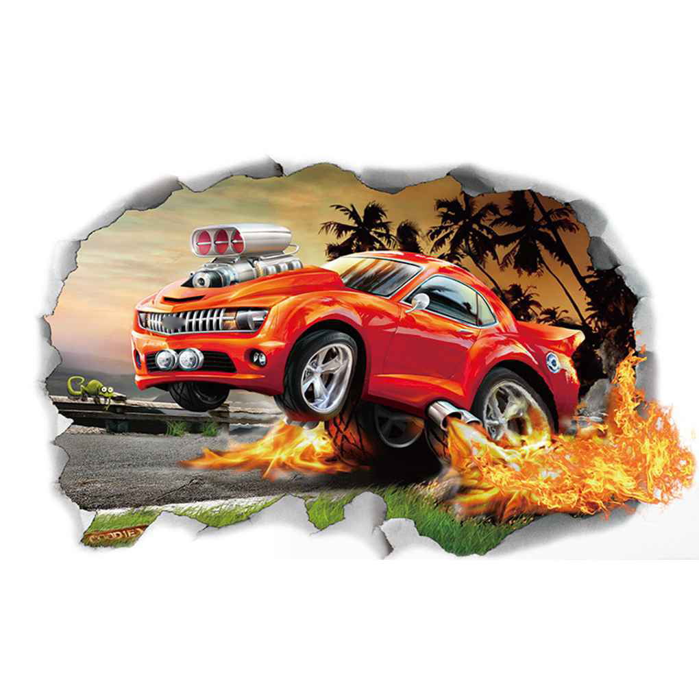 Details about   3D Wall Floor Sticker Car Decal For Kids Bedroom Home Decor PVC 50*70cm SALE