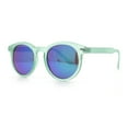 thumbnail image 5 of Retro Iconic Color Mirror Round Horn Rim Hipster Plastic Sunglasses Mint - Teal Mirror, 5 of 8