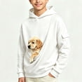 thumbnail image 2 of Kids Pet Pouch Hoodie Boys Oversized Cat Hoodies with Large Kangaroo Pouch Solid Color Long Sleeve Sweatshirts, 2 of 10
