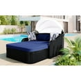 thumbnail image 5 of Double Lounge Sunbed With Adjustable Canopy And Pillow - Black Blue Cushions Outdoor Sun Lounger Relaxing Pe Cushion, 5 of 6