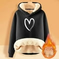 thumbnail image 2 of Ujnder Women's Winter Sweatshirt Plus Velvet Padded Layering Warm Hooded Tops for Women Fashion Outfits Winter Jacket Black_003 XXXL, 2 of 3
