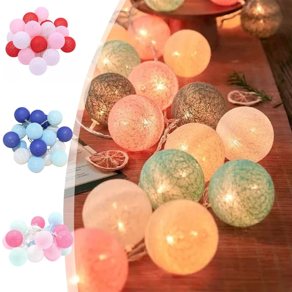 Christmas Lights Indoor 1.5m Christmas Cottons Ball Light String Christmas Lights Battery Box Light Holiday Decoration Lights Room Tent Cottons Thread Light Strip Christmas Decorations Lights