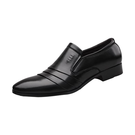 Xfvqtps Mens Dress Shoes British Style Wrinkle Design Pointy Toe Lace up Metal Fashion Classic Formal Business Leather Shoes Navy