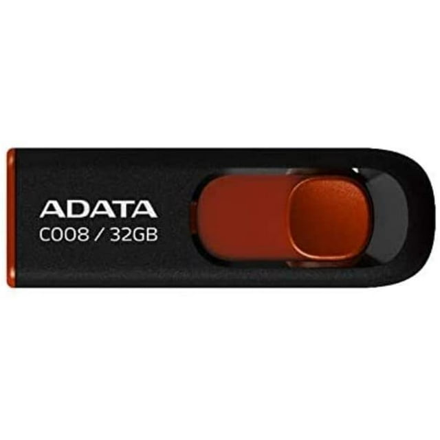 Memoria USB ADATA 32GB C008 Deslizable Color Negro/Rojo AC008-32G-RKD