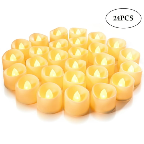 Rechale 24-Pack Flameless Votive Candles, Flameless Flickering Electric Fake Candle 200 Hour Battery Operated LED Tea Lights in Warm White for Wedding, Table, Festivals Decorations